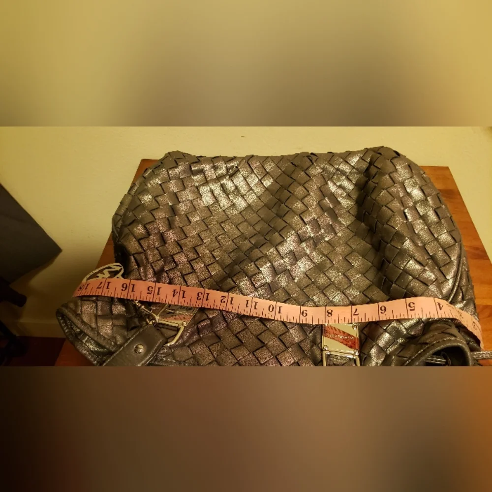Michael Kors Shimmering Silver Woven Shoulder Bag